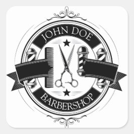 Minimalistisch Elegant Barbershop Quadratischer Aufkleber