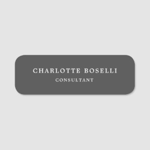 Minimalistisch Elegant Beruflich Grau Namensschild
