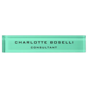 Minimalistisch Elegant Beruflich Green Blue Namensplakette