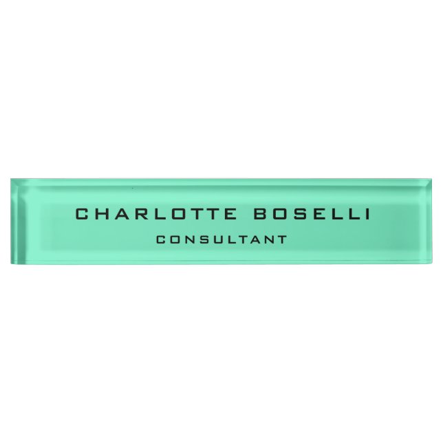 Minimalistisch Elegant Beruflich Green Blue Namensplakette (Vorderseite)