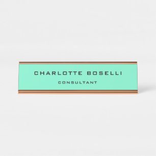 Minimalistisch Elegant Beruflich Green Blue Schreibtischnamensplakette