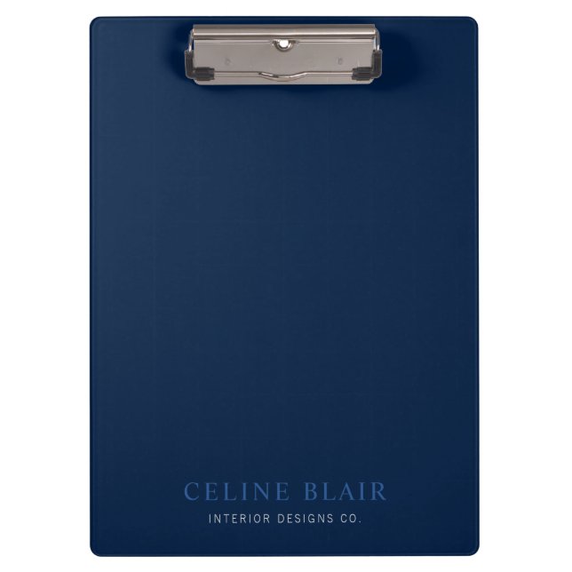 Minimalistisch Elegant Beruflich Navy Blue Klemmbrett (Vorderseite)