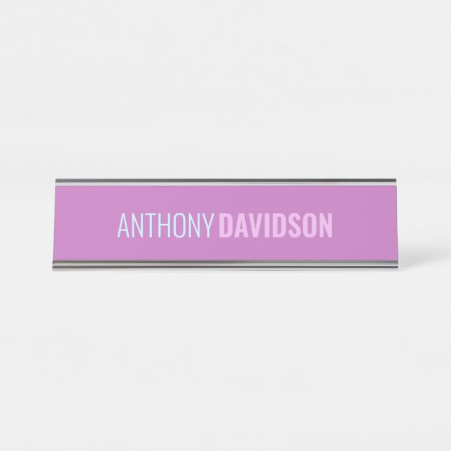 Minimalistisch Elegant Beruflich Orchid Lilac Blue Schreibtischnamensplakette (Vorderseite )