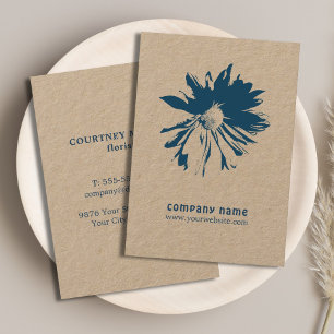 Minimalistisch Elegant Blue Blume Florist Visitenkarte