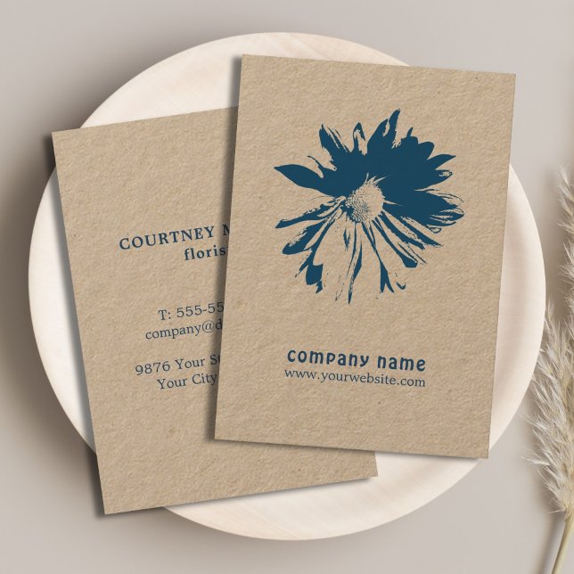 Minimalistisch Elegant Blue Blume Florist Visitenkarte (Von Creator hochgeladen)