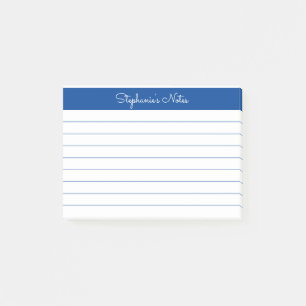 Minimalistisch Elegant Blue Lined Personalisiert Post-it Klebezettel