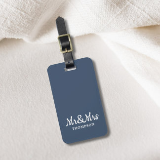 Minimalistisch Elegant Blue White Mr&Mrs Luggage T Gepäckanhänger
