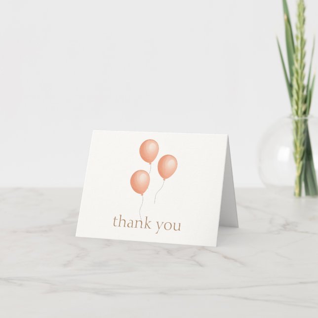 Minimalistisch Elegant Boho Balloon Baby Shower Dankeskarte (Vorderseite)