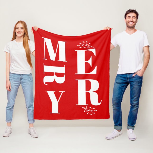 Minimalistisch Elegant Bright Red Frohe Weihnachte Fleecedecke (Beispiel)