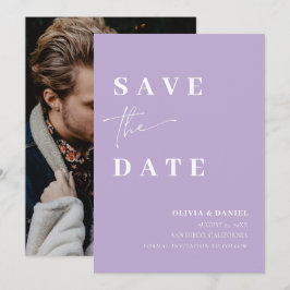 Minimalistisch Elegant Dusty Lilac Foto Save the D Einladung