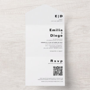 Minimalistisch Elegant Formal Boda Wedding All In One Einladung