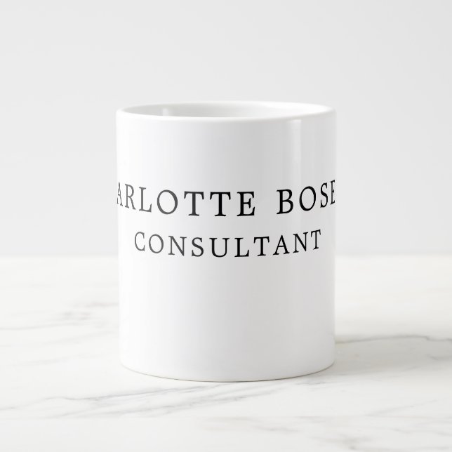 Minimalistisch Elegant Klassisches Beruflich Jumbo-Tasse (Vorderseite)