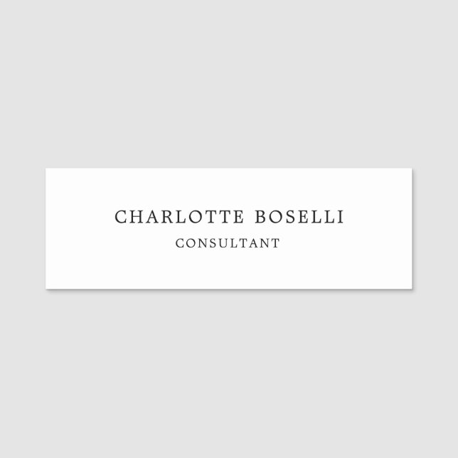 Minimalistisch Elegant Klassisches Beruflich Namensschild (Vorderseite)