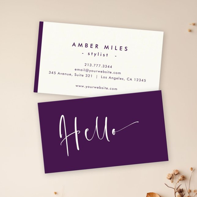 Minimalistisch Elegant Lila Ivory Chic Stilvoll Ha Visitenkarte (Less is more with this sleek and stylish business card! ✨ )