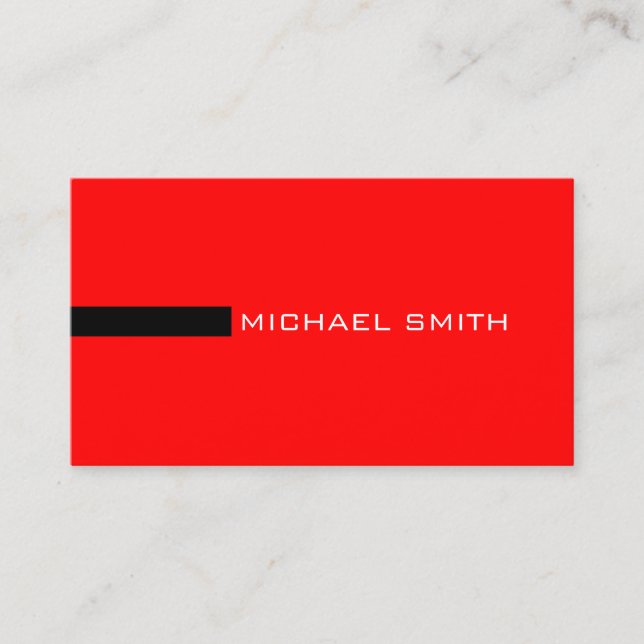 Minimalistisch Elegant Modernes Rot und Schwarz Visitenkarte (Vorderseite)