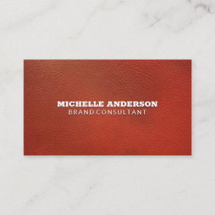 Minimalistisch Elegant Orange Leather Visitenkarte