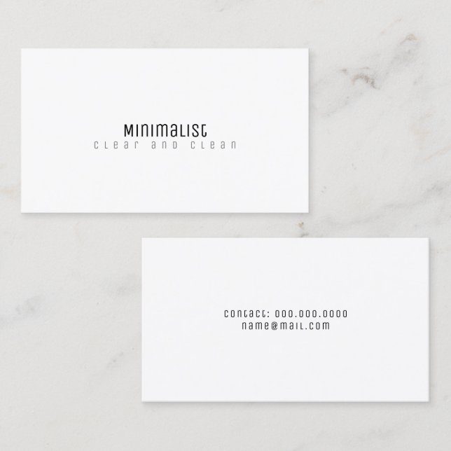 minimalistisch elegant und klar weiß visitenkarte (Vorne/Hinten)