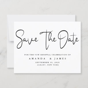Minimalistisch Elegant Vow Erneuerung Save the Dat Ankündigung
