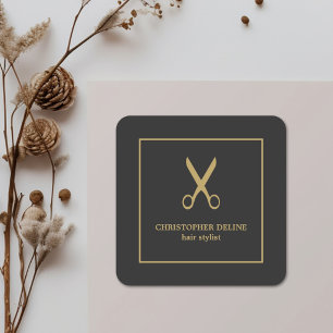 Minimalistisch elegante dunkle falsche Goldschere Quadratischer Aufkleber