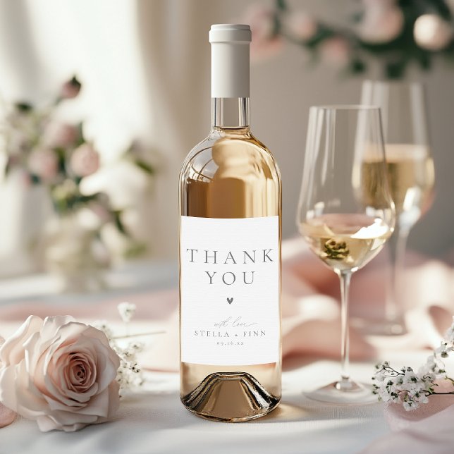 Minimalistisch Elegante Moderne Vielen Dank Gastge Weinetikett (Minimalist Elegant Modern Thank You Wedding Favor Wine Label)