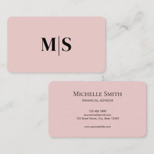 Minimalistisch elegante rosa Monogramm-Initialen E Visitenkarte