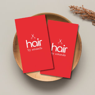 Minimalistisch Elegante Rote Weiße Fette Schere Ha Visitenkarte