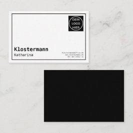Minimalistisch Elegante Schwarz Weiß Visitenkarte