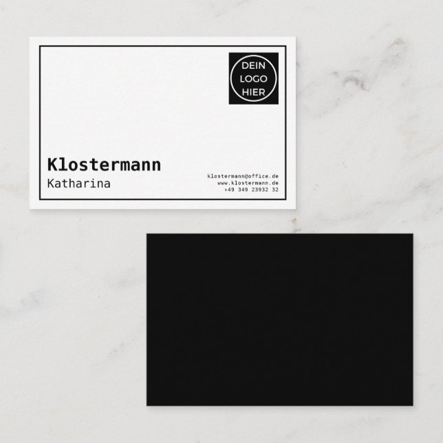 Minimalistisch Elegante Schwarz Weiß Visitenkarte (Vorne/Hinten)