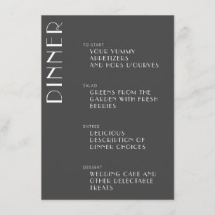 Minimalistisch Elegante Schwarz-weiße Art Deco Menükarte