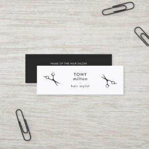 Minimalistisch Elegante Schwarz-weiße Haarstylisti Mini Visitenkarte