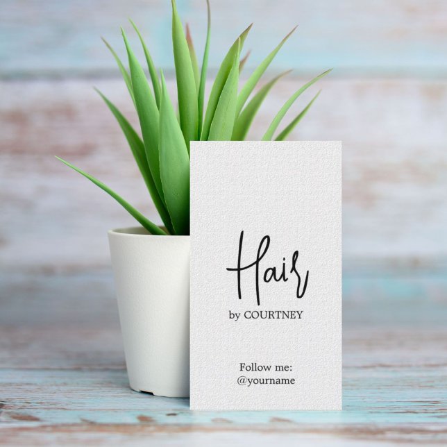 Minimalistisch Elegante Schwarz-weiße Haarstylisti Visitenkarte (Von Creator hochgeladen)