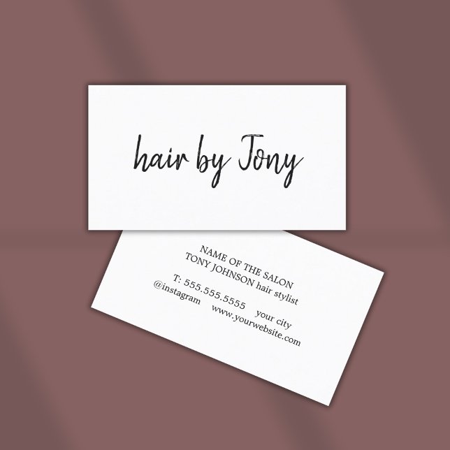 Minimalistisch Elegante Schwarz-weiße Haarstylisti Visitenkarte (Von Creator hochgeladen)