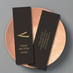 Minimalistisch Elegante Schwarze Faux-Gold-Friseur Mini Visitenkarte