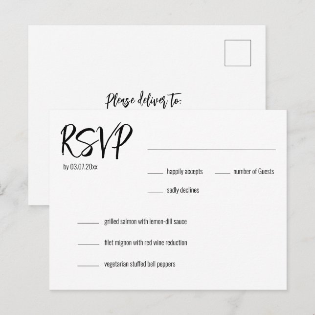 💍 Minimalistisch Elegante UAWG & Menüauswahl Postkarte (Vorne/Hinten)