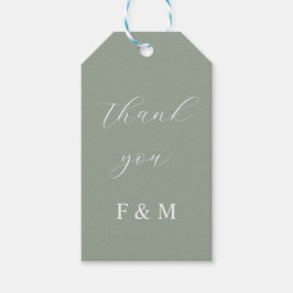 Minimalistisch elegante Weise grün Hochzeit Monogr Geschenkanhänger