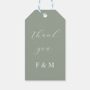 Minimalistisch elegante Weise grün Hochzeit Monogr Geschenkanhänger