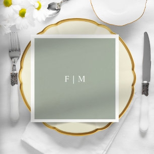 Minimalistisch elegante Weise grün Hochzeitsnapkin Serviette