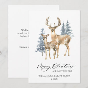 Minimalistisch Eleganter Hirsch-Weihnachtsbaum Cor Feiertagskarte