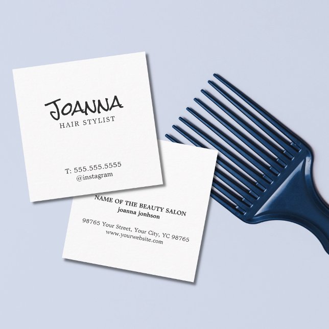 Minimalistisch Eleganter Schlichter Friseur Quadratische Visitenkarte (Von Creator hochgeladen)