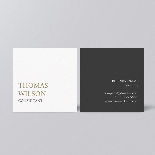 Minimalistisch Eleganter Schwarz-weiß Golden Consu Quadratische Visitenkarte (Von Creator hochgeladen)