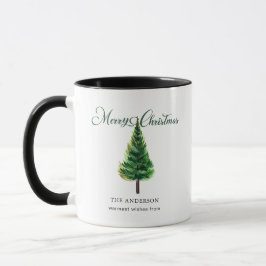 Minimalistisch Eleganter Weihnachtsbaum Wasserfarb Tasse