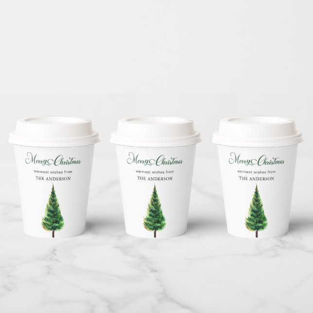 Minimalistisch Eleganter Weihnachtswald Pappbecher (Multi)