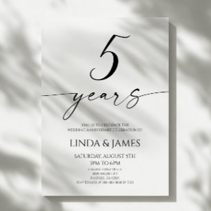Minimalistisch Elegantes 5. Hochzeitstag-Jubiläum Einladung
