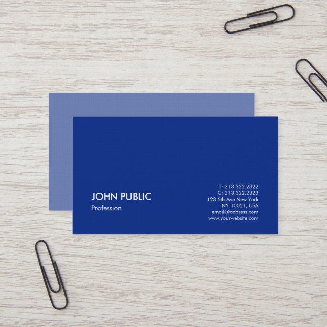 Minimalistisch Elegantes Berufliches Design Blau Visitenkarte (Vorderseite/Rückseite Beispiel)