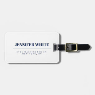 Minimalistisch Elegantes Blau und Weiß Schlicht Re Gepäckanhänger