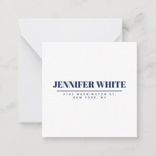 Minimalistisch Elegantes Blau und Weiß Schlicht Re Mitteilungskarte