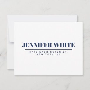 Minimalistisch Elegantes Blau und Weiß Schlicht Re RSVP Karte
