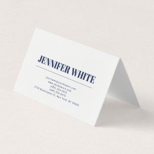 Minimalistisch Elegantes Blau und Weiß Schlicht Re Visitenkarten