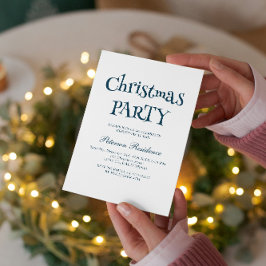 Minimalistisch Elegantes Blaues Weihnachtsfest Par Einladung