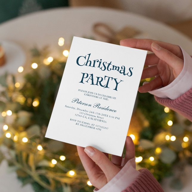 Minimalistisch Elegantes Blaues Weihnachtsfest Par Einladung (Von Creator hochgeladen)